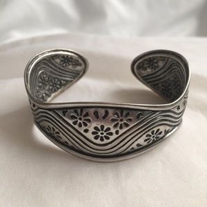 Floral Cuff Bracelet Sterling Silver